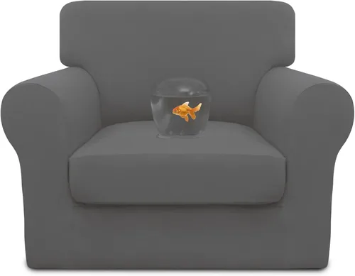 Miniatura 18 de Easy-Going Funda de sofá 100% impermeable doble de 3 piezas, elástica, suave, para perros, para sofá de 2 cojines separados, protector de muebles a