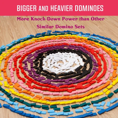 Miniatura 4 de Juego de dominó de 1000 piezas para niños con 20 bloques adicionales, azulejos coloridos para construcción, apilamiento, carreras, volar, dominó