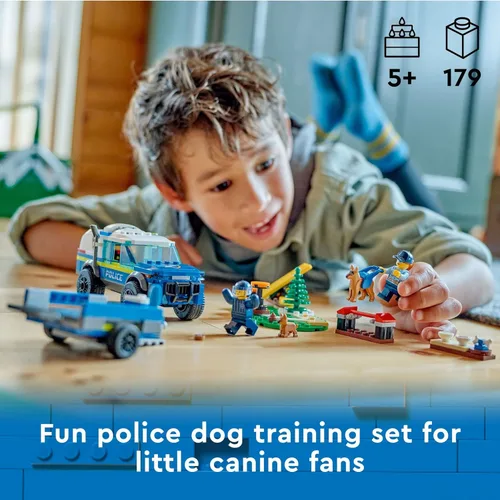 Miniatura 2 de LEGO City Mobile Police Dog Training 60369, coche de juguete SUV con remolque, circuito de obstáculos y figuras de cachorros, juego de animales