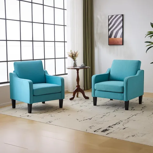 Miniatura 20 de VINGLI Juego de 2 Sillas de Acento Modernas, Sillas Beige para Sala de Estar, Sillón Cómodo para Dormitorio, Silla de Sofá Tapizada, Silla
