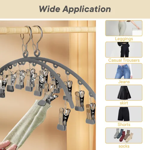 Miniatura 6 de Organizador de leggings para armario, paquete de 2 ganchos de núcleo de acero ArtHonor con clips con capacidad para 20 leggings, pantalones, jeans
