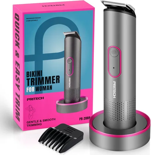 Miniatura 8 de PRITECH Recortadora de cabello para mujer, recortadora de bikini recargable para mujer, cabello púbico, uso húmedo y seco, afeitadora eléctrica sin