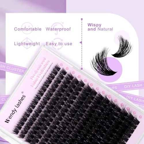 Miniatura 6 de WENDY LASHES Extensiones de pestañas onduladas con efecto 3D, extensiones de pestañas de volumen 100D de 0.394-0.709 in