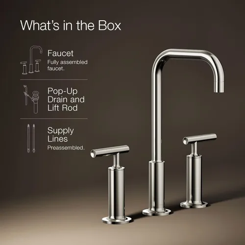 Miniatura 13 de Kohler K-14410-4-BGD Purist - Grifo para lavabo de baño con manijas de palanca baja y boquilla baja, 14408-4-SN Níquel pulido vibrante