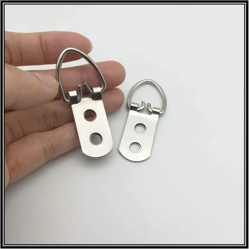 Miniatura 6 de Paquete de 20 ganchos de acero con anillo en D resistentes con tornillos, marcos de fotos, doble agujero, cierre de fotos, soluciones para colgar