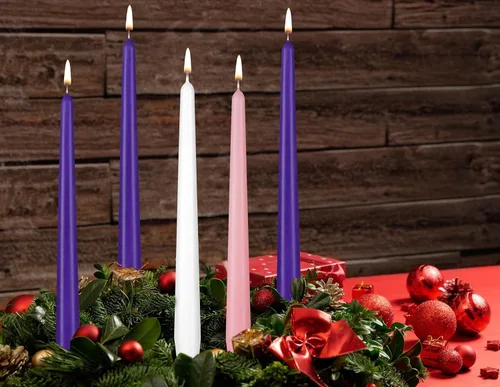 Miniatura 3 de BRUBAKER 5 velas de Adviento color morado, rosa y blanco, velas cónicas de 10 pulgadas para Navidad, iglesia y celebraciones, sin perfume y sin