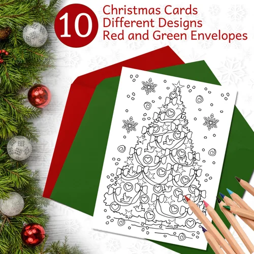 Miniatura 3 de Tarjetas de Navidad para colorear para adultos y niños