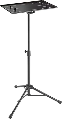 K&M Konig & Meyer 12185.000.55 - Soporte para laptop | Escritorio de gran tamaño con altura ajustable y pernos de seguridad | Patas de trípode