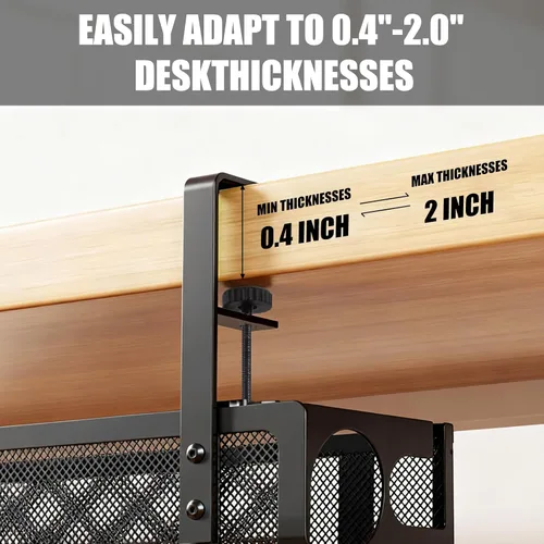 Miniatura 4 de Organizador de cables para debajo del escritorio, 26 pulgadas, organizador de cables de metal, sin taladro, organizador de cables para escritorio