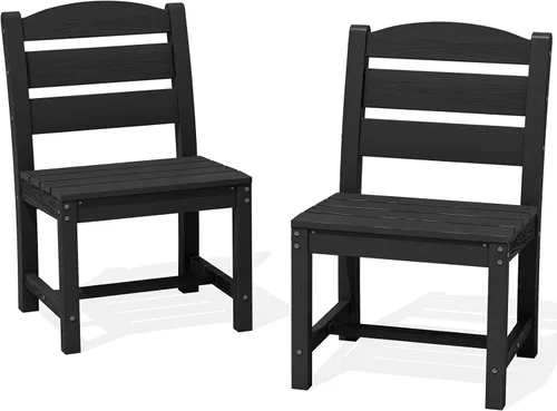 SERWALL Juego de 2 sillas de comedor para patio, sillas de comedor para todo tipo de clima, sillas de comedor al aire libre con asiento ampliado,