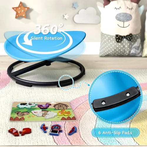 Miniatura 4 de Silla giratoria para niños autistas, juguete sensorial para adolescentes con TDAH/autismo, entrenamiento de equilibrio corporal, regalo calmante Azul