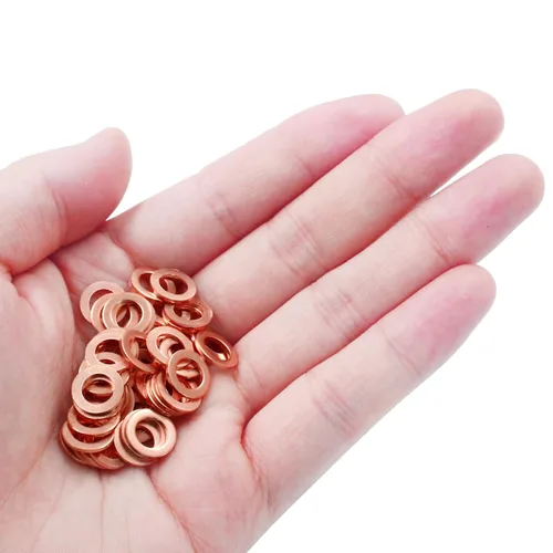 Miniatura 4 de Arandela plana de cobre M6, 120 piezas, kit de juntas de cobre, anillo de arandela de sellado métrico, diámetro interior de 0.236 in, diámetro