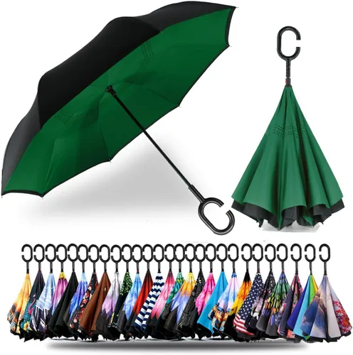 Miniatura 96 de SIEPASA Paraguas invertido invertido de 49/56 pulgadas, doble toldo extra grande, ventilado, resistente al viento, impermeable, paraguas de golf