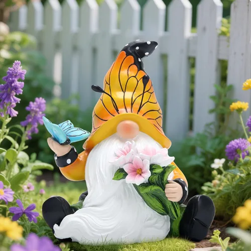 Miniatura 7 de Hodao Decoraciones de gnomos de mariposa de primavera para mesa del hogar, porche, jardín, patio, mariposa, elfo, decoración de figuras de gnomos