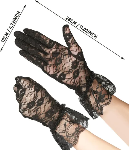 Miniatura 2 de ASTER Guantes de encaje para mujer, guantes de novia con bloqueo solar, para fiesta de noche, boda, fiesta de té, graduación, Halloween, cosplay