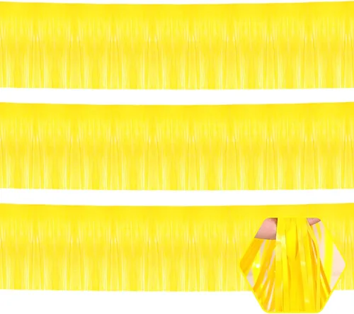Miniatura 20 de Paquete de 3 guirnaldas largas de flecos metálicos de aluminio negro dorado para colgar en la pared, Día de la Madre, Pascua, flotadores de desfile