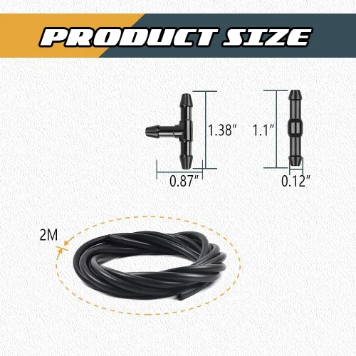 Miniatura 3 de deemars 4805742AB - Kit de limpiaparabrisas delantero, boquilla de lavado y manguera de líquido de 6.6 ft con conector, kit de manguera de lavado