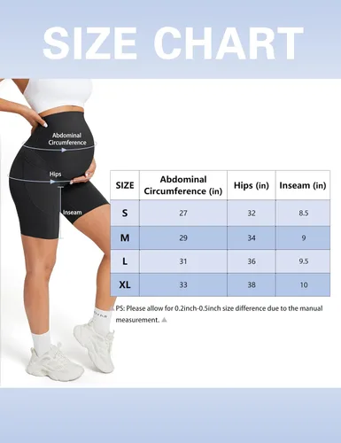 Miniatura 6 de Buttergene Pantalones cortos de maternidad de 8 pulgadas, pantalones cortos de maternidad sobre el vientre, pantalones cortos deportivos