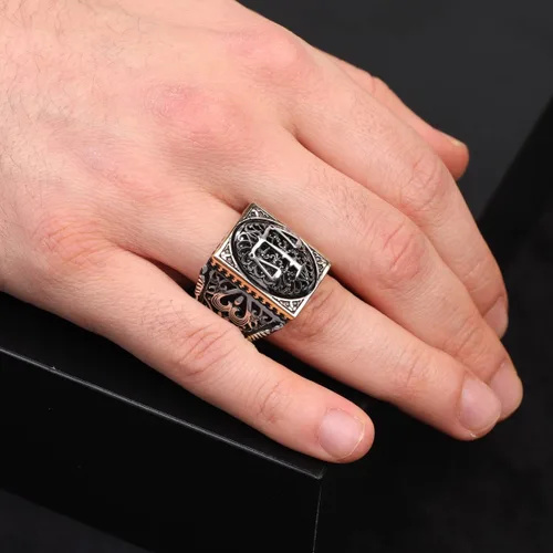 Miniatura 6 de Anillo de escala de plata, anillo hecho a mano para hombre, Anillo Libra hecho a mano para hombre, Anillo de abogado de plata, Anillo de plata