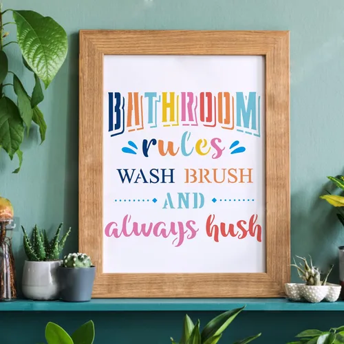 Miniatura 5 de FINGERINSPIRE 12 plantillas de lavandería de plástico para baño, reglas de dibujo, juegos de pintura, plantillas de palabras para lavandería