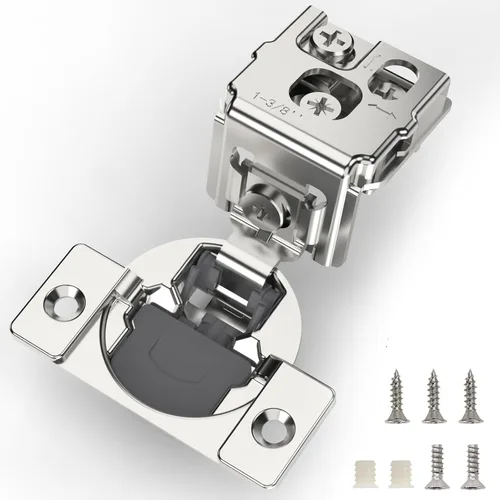 Miniatura 13 de Furniware 10 Piezas Bisagras de Gabinete de Cierre Suave Superpuestas de 1 Pulgada para Gabinete de Marco Frontal, Acero Inoxidable, Ángulo
