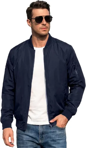 Miniatura 8 de Chaqueta bomber ligera para hombre, cortavientos, resistente al agua y transpirable con 4 bolsillos