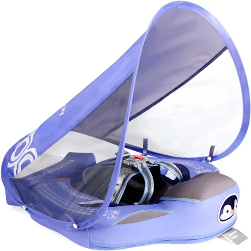 Miniatura 9 de Flotadores para bebé para piscina con dosel toldo de protección solar extraíble Mambobaby Float No Inflable Mejora Añadir cola Evitar Voltear Azul