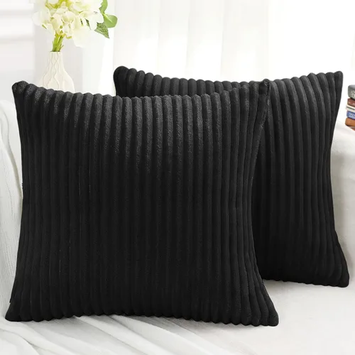 Miniatura 14 de Simmore Juego de 2 fundas de almohada decorativas de 16 x 16 pulgadas, fundas de almohada suaves de franela de felpa natural de doble cara para sofá