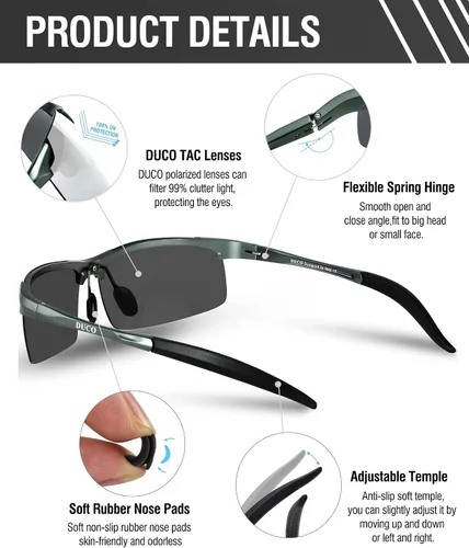 Miniatura 72 de Duco - Gafas de sol deportivas polarizadas para hombre con protección UV 8177s