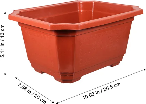 Miniatura 2 de ERINGOGO 10 macetas de entrenamiento para bonsái, 10 plantas bonsái, maceta rectangular de plástico con agujeros de drenaje, flor profunda grande