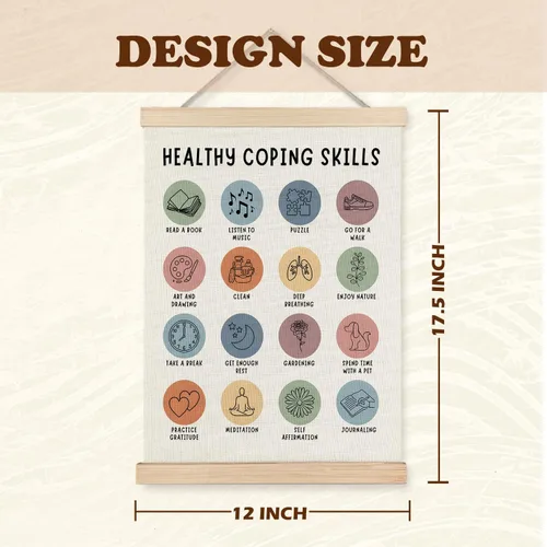 Miniatura 6 de Supwhd - Decoración terapéutica, póster bohemio de salud mental para oficina de consejero, arte de pared para el manejo del estrés y el autocuidado