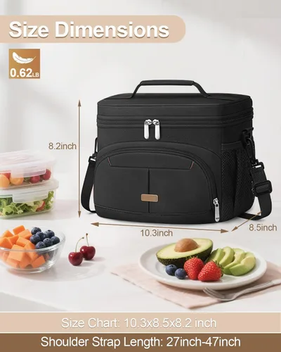 Miniatura 6 de Caja de almuerzo Pritent para hombre y mujer, bolsa de almuerzo aislada, bolsa refrigerante a prueba de fugas, bolsas de almuerzo con asa extraíble