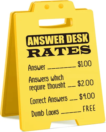 Miniatura 53 de Letrero divertido para escritorio de oficina, placa de humor con texto en inglés "Responder Desk Rates", regalo sarcástico divertido para compañeros