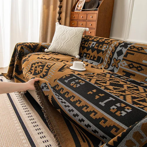 Miniatura 10 de ROOMLIFE Manta Funda Azteca Bohemia para Sofá, Decoración del Hogar Estilo Granja, Fundas de Sofá para Loveseat, Sofás de 2/3 Cojines, Apta