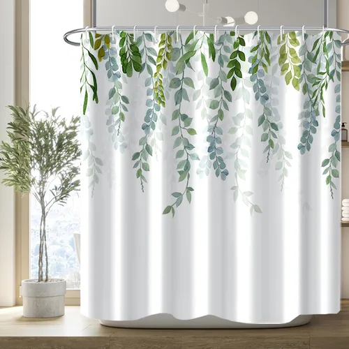 Miniatura 23 de AWERT Cortina de ducha pequeña de tamaño medio con 6 ganchos, cortina de ducha de 36 x 72 pulgadas, cortina de ducha bohemia de 36 pulgadas para Boho