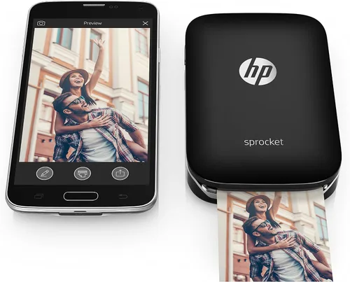Miniatura 8 de Impresora de fotografías portátil HP Sprocket (negra), con papel fotográfico adhesivo Zink, Negro