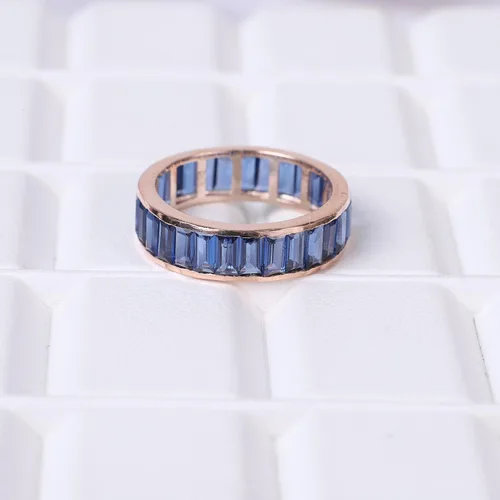 Miniatura 5 de KANISHKA GEMS JEWELS - Banda de zafiro completa a juego para mujer, joyería chapada en oro rosa, regalo de dama de honor, piedra de nacimiento