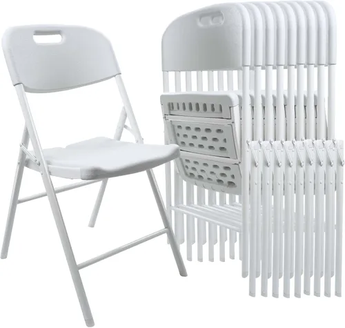 Miniatura 11 de Paquete de 10 sillas plegables, capacidad de peso de 600 libras, sillas plegables resistentes para interiores y exteriores, para restaurantes, Negro