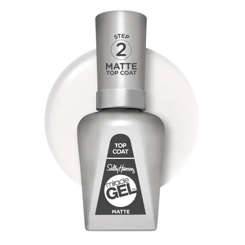 Sally Hansen Miracle Gel™, capa superior mate 102, de larga duración, fórmula tipo gel, sin necesidad de lámpara UV, esmalte de uñas transparente