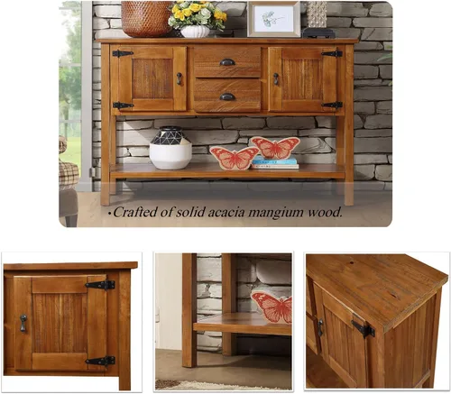 Miniatura 6 de LKTART Aparador de 46 pulgadas, gabinete de buffet de granja con cajones de almacenamiento y estante inferior para sala de estar, cocina, entrada
