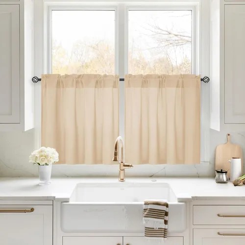 Miniatura 54 de HOMEIDEAS Cortinas Transparentes de Privacidad Blancas No Transparentes, 52 X 45 Pulgadas de Largo 2 Paneles Cortinas Transparentes Filtradoras
