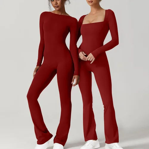 Miniatura 8 de Monos lisos para mujer, monos largos con cintura ajustada, mallas básicas para vacaciones, mameluco elástico
