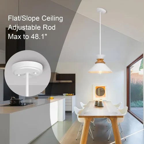 Miniatura 5 de Luces colgantes blancas de 12 pulgadas para isla de cocina, lámparas colgantes de altura de barra ajustable para comedor, paquete de 3