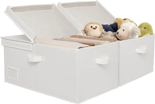 Miniatura 13 de GRANNY SAYS Contenedor de almacenamiento negro con tapa, organizadores de armario de tela y cestas de almacenamiento, caja de almacenamiento extra