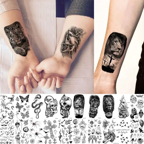 Miniatura 7 de Bilizar 48 hojas de tatuajes temporales 3D pequeños para niños, mujeres, niñas, cuello, brazo, niños, hombres, tatuajes temporales diminutos