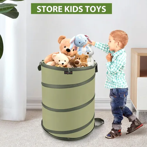 Miniatura 9 de YUDI & GARDEN Bolsa de jardín plegable de fondo duro de 45 galones, papelera plegable para recoger malas hierbas u hojas o residuos de fiestas