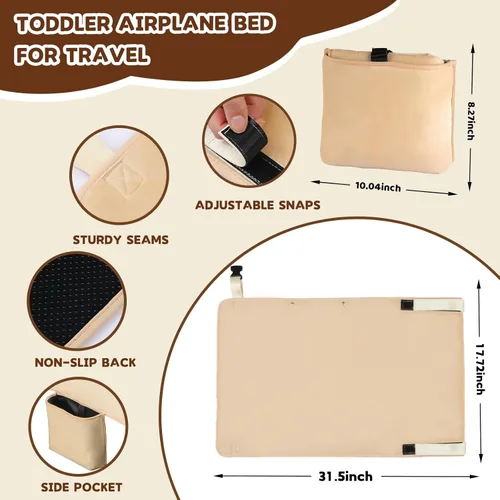 Miniatura 4 de Cama de avión para niños pequeños, extensor de asiento de avión para niños, artículos esenciales de viaje para bebés, color beige Beige (Beign)