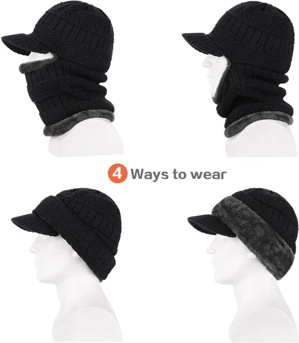 Miniatura 5 de Gorro tejido de invierno estilo pasamontañas, cálida máscara para ciclismo o esquí, talla universal
