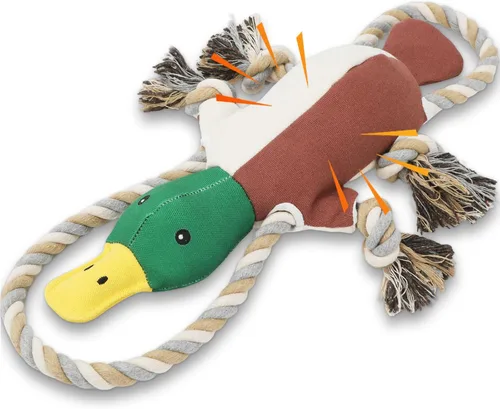 Letsmeet Juguetes de Pato Actualizados para Perros para Masticadores Agresivos Juguetes para Cachorros con Papel Crujiente y Chirriador, Juguetes