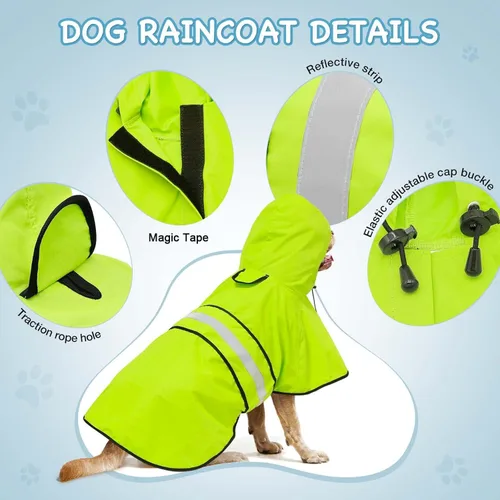 Miniatura 2 de Chaqueta de Lluvia con Capucha para Perro - Chaqueta de Lluvia Reflectante para Perro, Impermeable y Ligera para Perros Pequeños, Medianos y Grandes